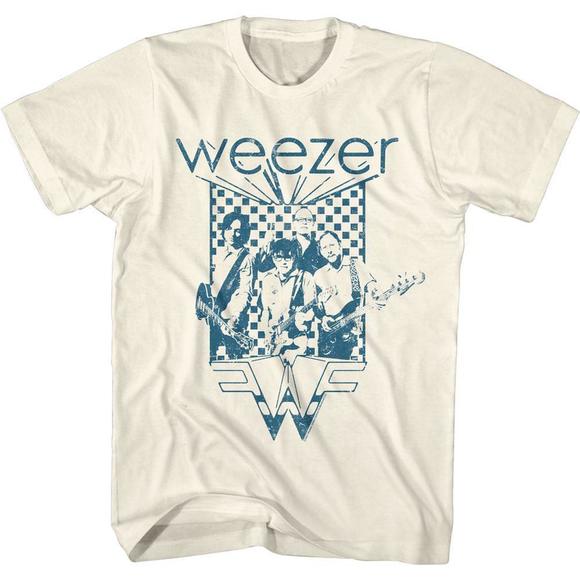 Other - Weezer Blue Checkered Box Natural Adult T-Shirt